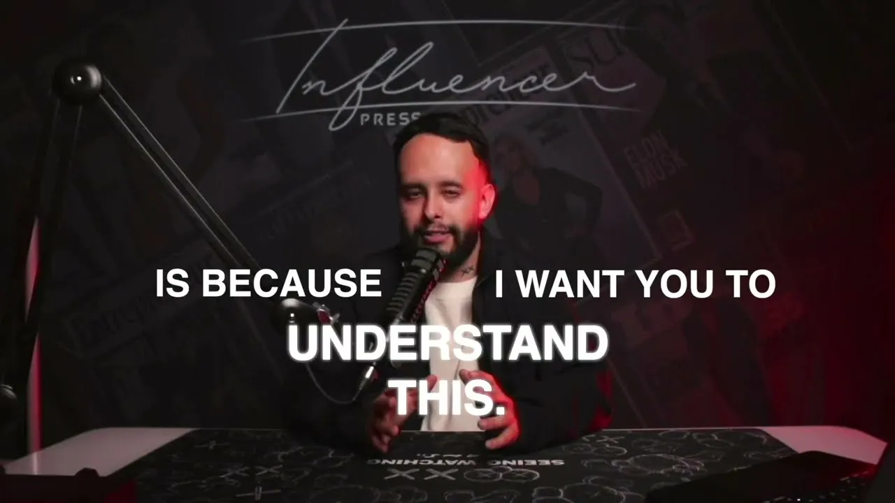 Ulyses Osuna speaking at the microphone in the Influencer Press studio